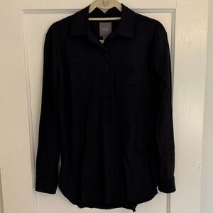 Lysse Black Long Sleeve Popover Blouse